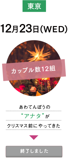 12月23日(WED)東京：あわてんぼうの“アナタ”がクリスマス前にやってきた